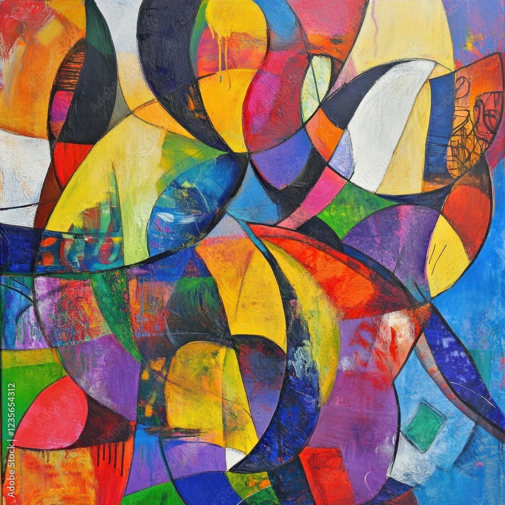 Fototapeta premium Abstract Colorful Composition in Bold Shapes and Vibrant Hues