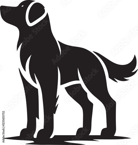 Dog silhouette black and white vector icon