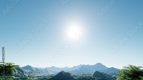 Wallpaper Mural Bright Sunny Day Landscape with Lush Green Hills and Blue Sky Torontodigital.ca