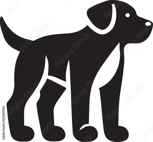 Dog silhouette black and white vector icon