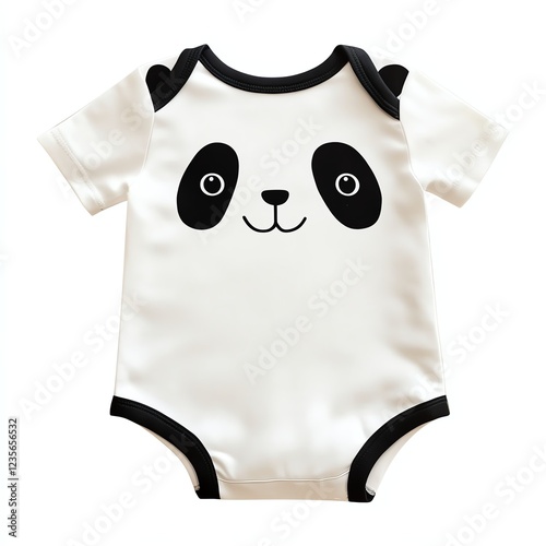 Cute panda face onesie for babies, perfect for playful outfits. photo