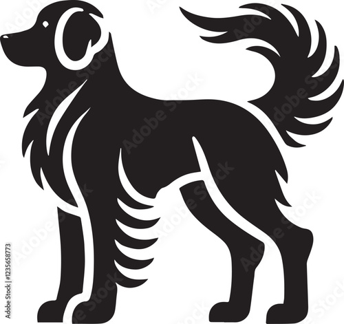 Dog silhouette black and white vector icon