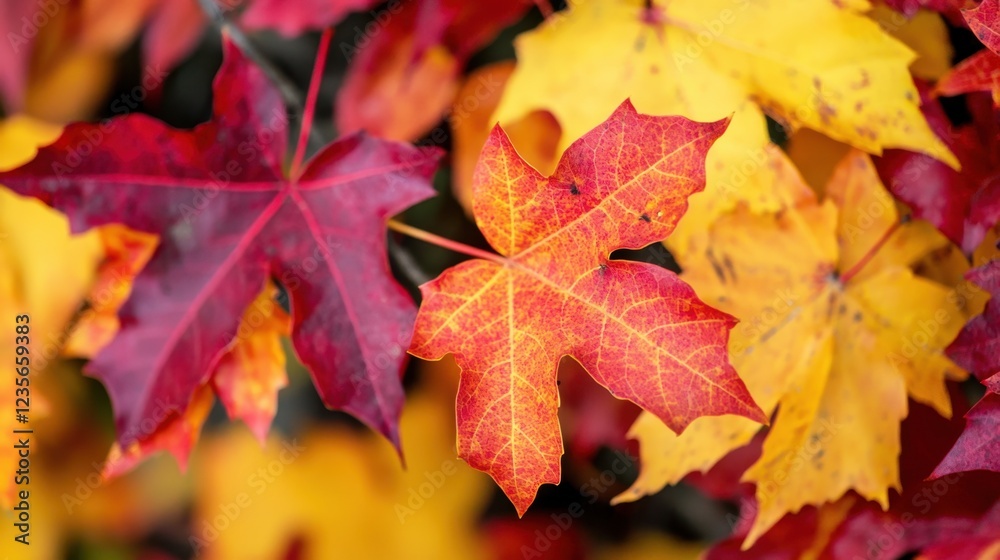 Colorful Autumn Maple Leaves in Red and Yellow Tones Colorful Autumn Maple Leaves in Red and Yellow Tones