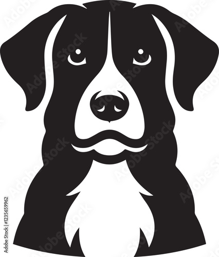 Dog silhouette black and white vector icon