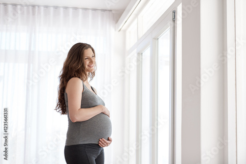 Happy woman, thinking or pregnancy in home with love, growth or baby bump for development. Pregnant stomach, security or ideas in apartment with maternity wellness for bonding, belly or motherhood Free Download Happy woman, thinking or pregnancy in home with love, growth or baby bump for development. Pregnant stomach, security or ideas in apartment with maternity wellness for bonding, belly or motherhood - GFXLoad