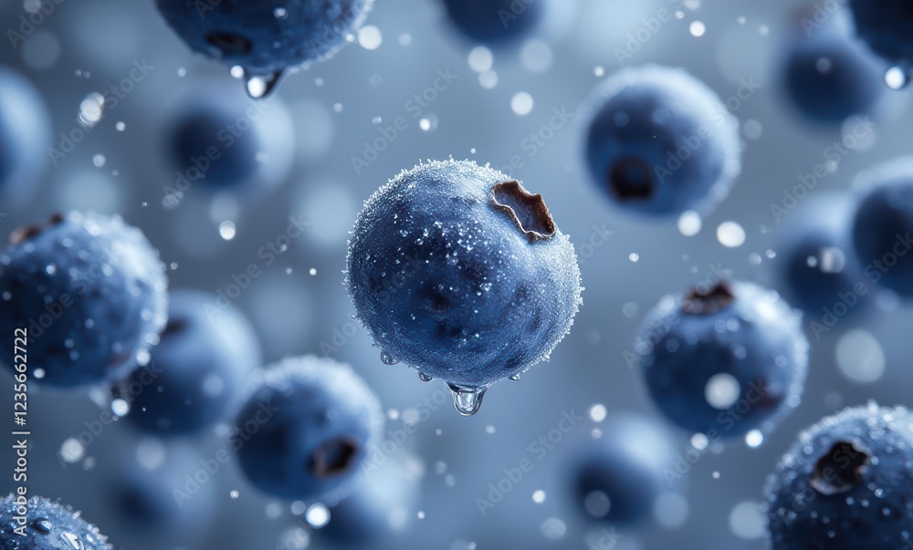 Fresh blueberries with droplets of water Fresh blueberries with droplets of water