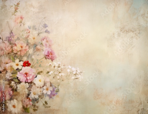 Spring inspired floral background for creative scrapbooking and junk journals
