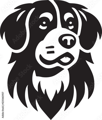 Dog silhouette black and white vector icon