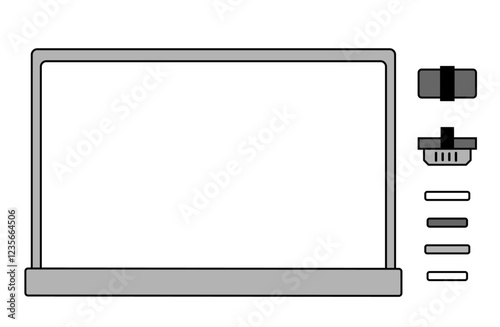 Illustration set of blackboard, blackboard eraser and chalk, monochrome