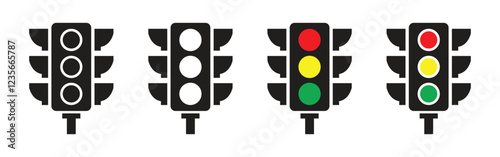 Vector Traffic Light Icon Silhouette