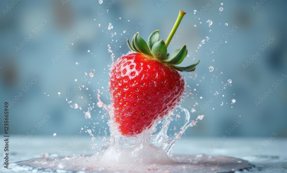 Fresh red strawberry splashing in water Fresh red strawberry splashing in water