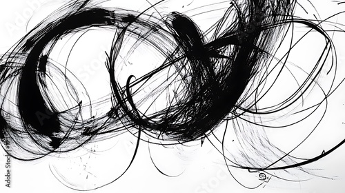 abstract black and white scribbles with gestural handwritten lines photo