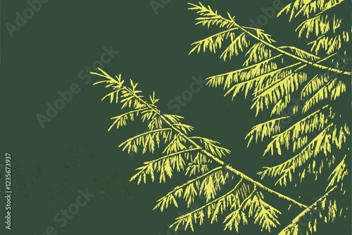  Photo of a dense cluster of evergreen needles, likely from a coniferous tree, with a dark green, almost black, background. The needles are a vibrant green, with a slight yellowish tint on the edges. 