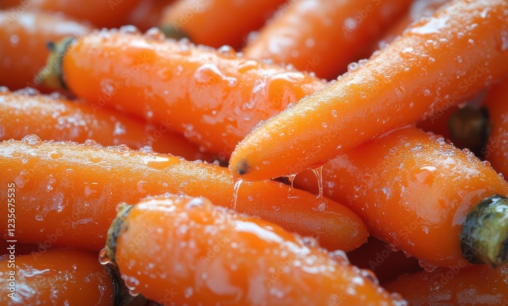 Fresh orange carrots with droplets of water Fresh orange carrots with droplets of water