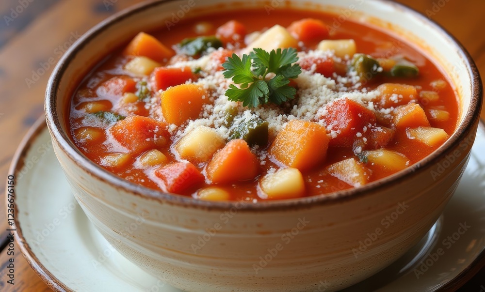 Delicious vegetable soup in a bowl Delicious vegetable soup in a bowl