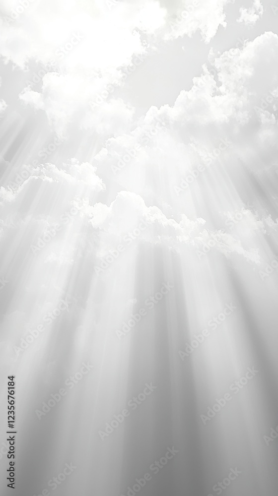 Obraz premium Ethereal Light Rays Streaming Through Soft Clouds in Sky