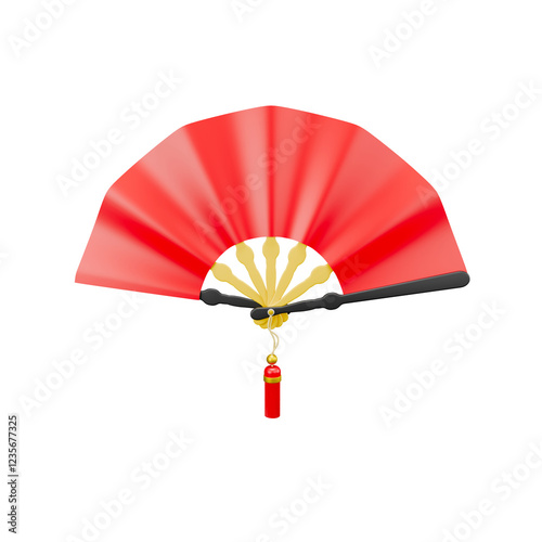 3d rendering icon illustration red folding fan with angle 1 photo