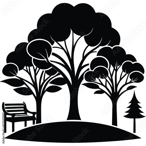 Urban Sustainability silhouette vector style abstract-design of a park
