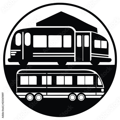 Urban Sustainability silhouette vector style of public transportation