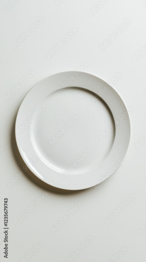 Simple White Plate on Neutral Background for Food Presentation Simple White Plate on Neutral Background for Food Presentation