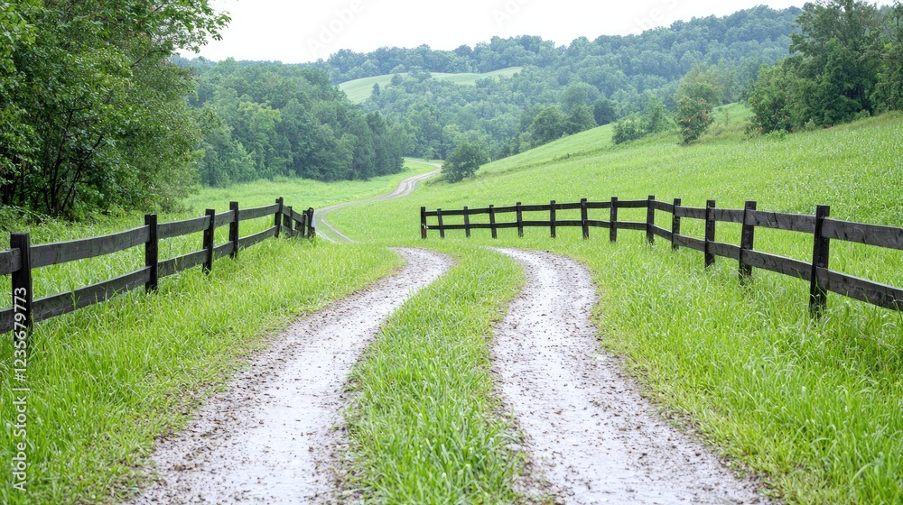 Winding country road through green hills. Use Travel brochure Winding country road through green hills. Use Travel brochure