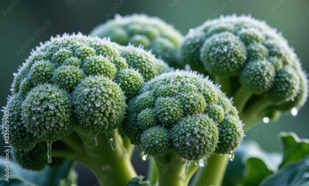 Fresh broccoli with dew drops Fresh broccoli with dew drops