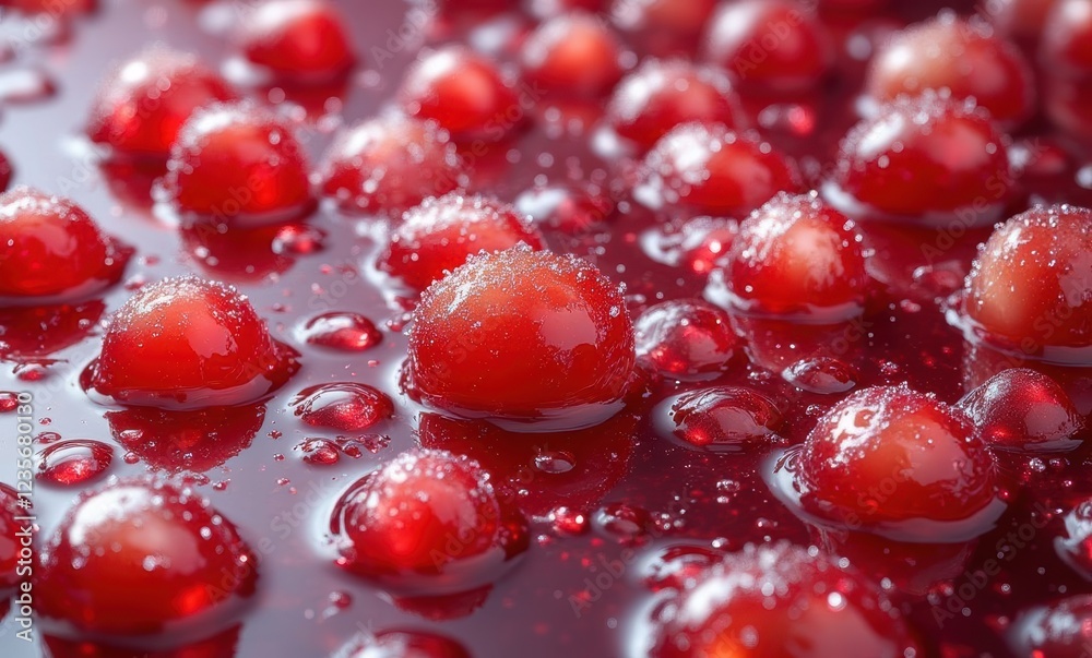 Fresh red cherries with water droplets Fresh red cherries with water droplets