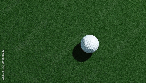 High-resolution image of a single golf ball resting on a lush green putting green, showcasing intricate texture details.