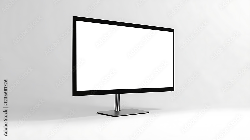 Sleek computer monitor with silver stand and black frame for modern office Sleek computer monitor with silver stand and black frame for modern office