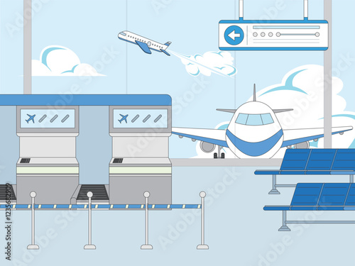 공항, 비행기, 여행, 여정, 입국, 출국, 의자, 창문, 간판, 심사, 구름, 하늘, 휴가, 기념일, 해외