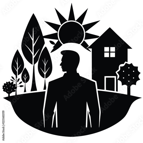 Waste Reduction silhouette vector style abstract design