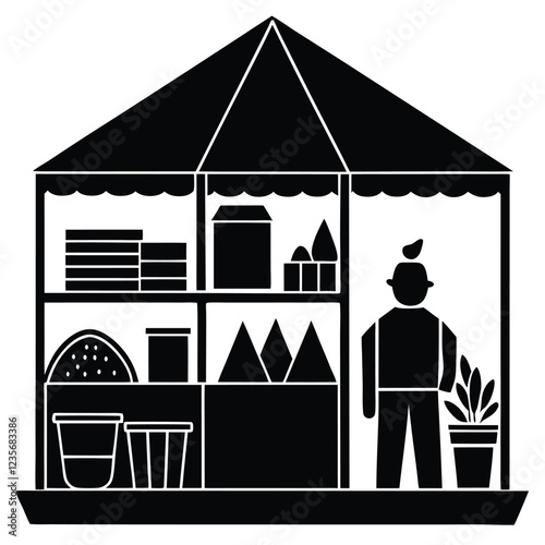 Waste Reduction silhouette vector style of a zero waste store