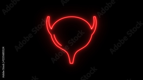 Glowing bladder icon. Neon Human Organs Anatomy icon on black background. Bladder Line Icon.