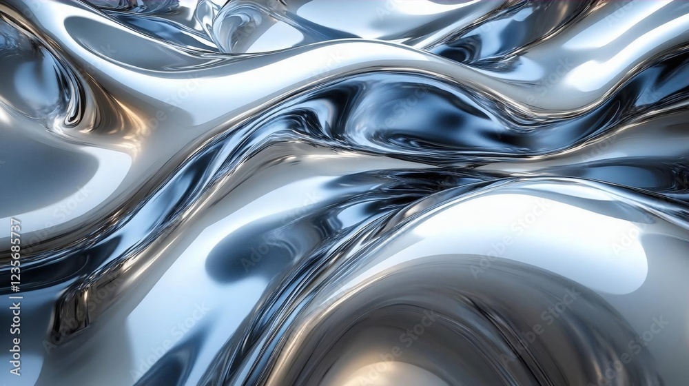Liquid Metal Abstract: Cool Blue and Silver Swirls Liquid Metal Abstract: Cool Blue and Silver Swirls