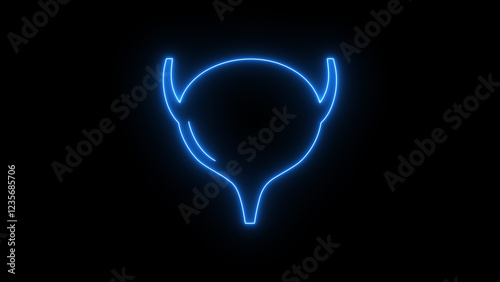 Glowing bladder icon. Neon Human Organs Anatomy icon on black background. Bladder Line Icon.