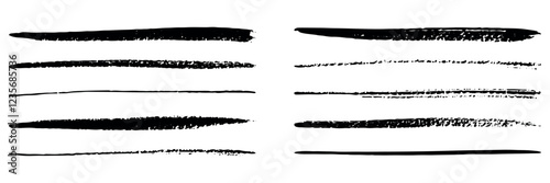 Collection of vector paint bold brush strokes, hand drawn thick grunge lines and rectangle shapes. Sketchy bold horizontal lines. Black ink brush strokes and banners.