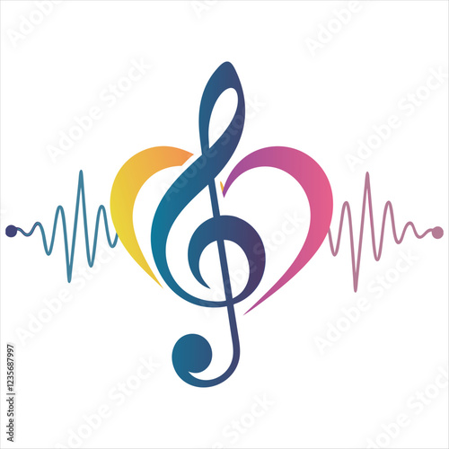 Creative Music and Love Symbol Suitable for Wedding Planners, Romantic Events, and Music-Themed Businesses