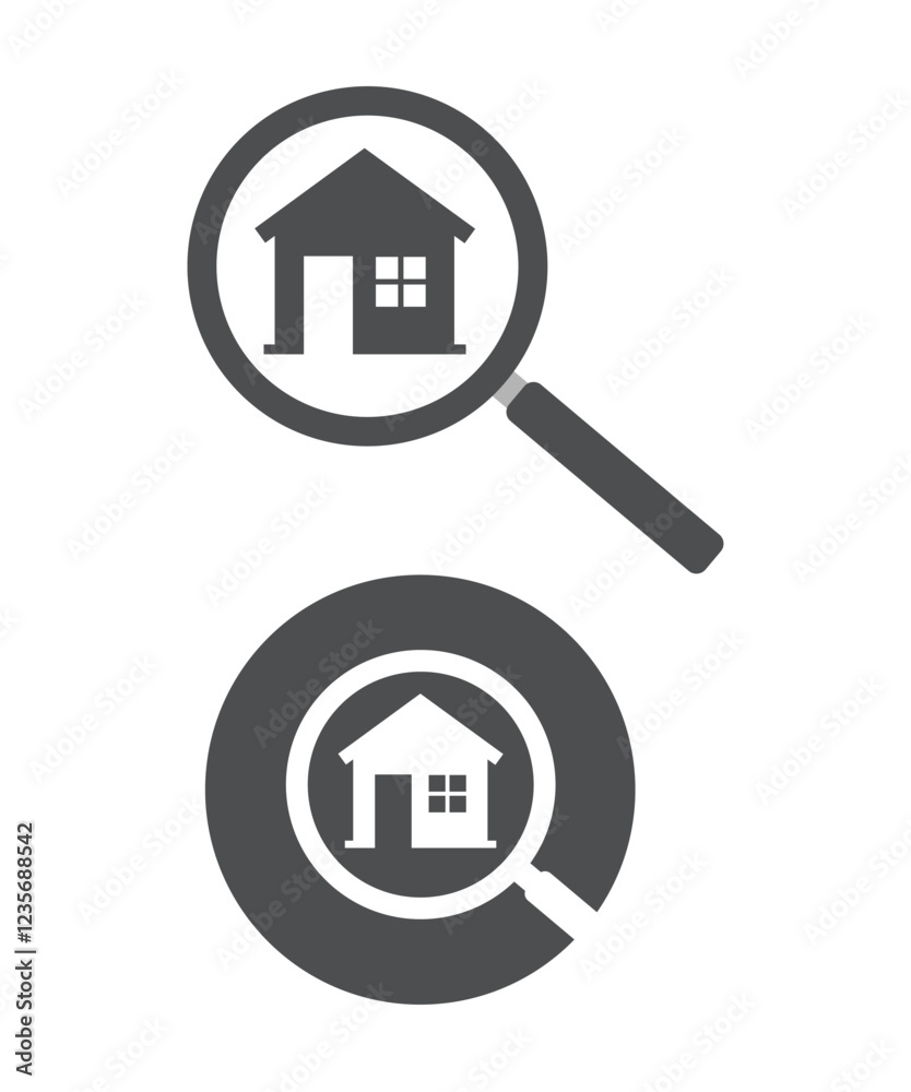 Searching new House icon stock illustration Searching new House icon stock illustration