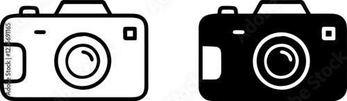 camera capture photo  icon sign line art vector silhouette set