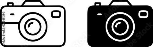 camera capture photo  icon sign line art vector silhouette set