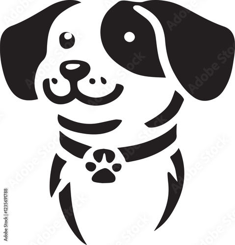 Dog silhouette black and white vector icon
