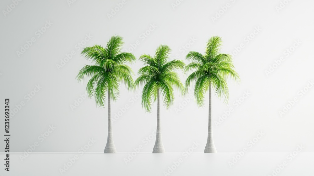 Obraz premium Three palm trees in minimalist setting, website background