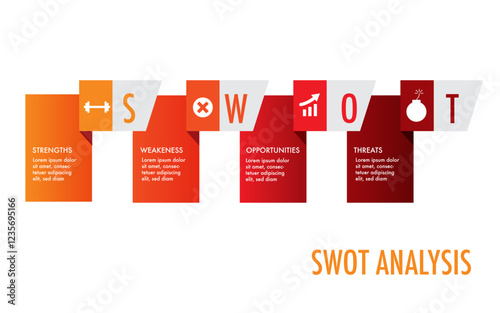 Infographic template for swot analysis for marketing can apply diagram framework vision, Modern step Timeline infographics design vector and presentation business