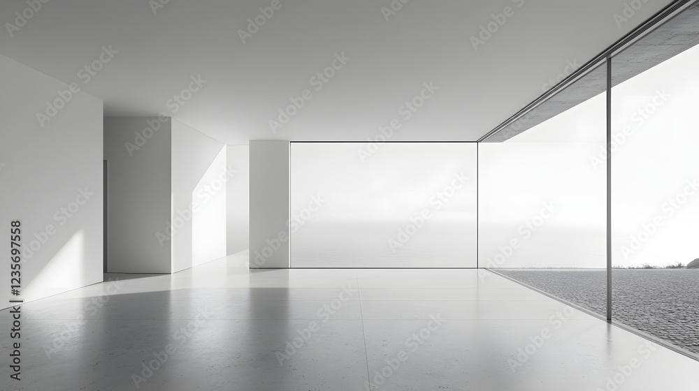 Fototapeta premium Modern Interior Room with Ocean View