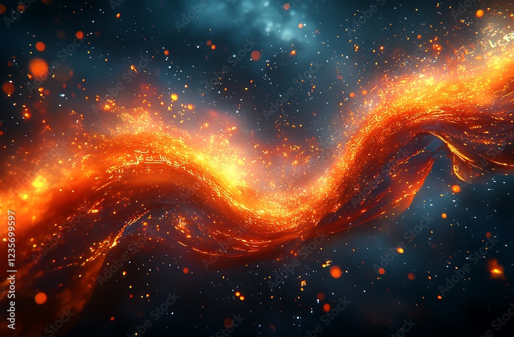 Abstract Cosmic Image with a Vibrant Orange Nebula Swirling Amidst Stars in Space Abstract Cosmic Image with a Vibrant Orange Nebula Swirling Amidst Stars in Space