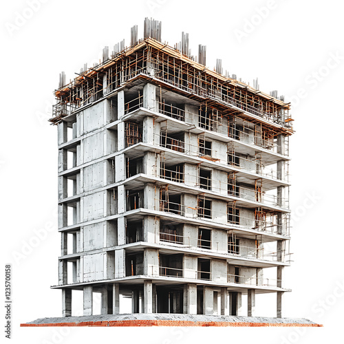 PNG Apartment Building Under Construction Against Transparent Background for Architecture, Real Estate, or Construction Industry Projects photo