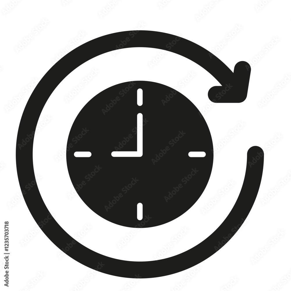 Time management icon in glyph style Time management icon in glyph style