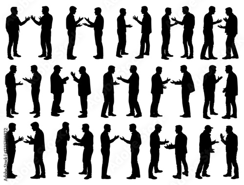 MENS ARGUING SILHOUETTE ON WHITE BACKGROUND