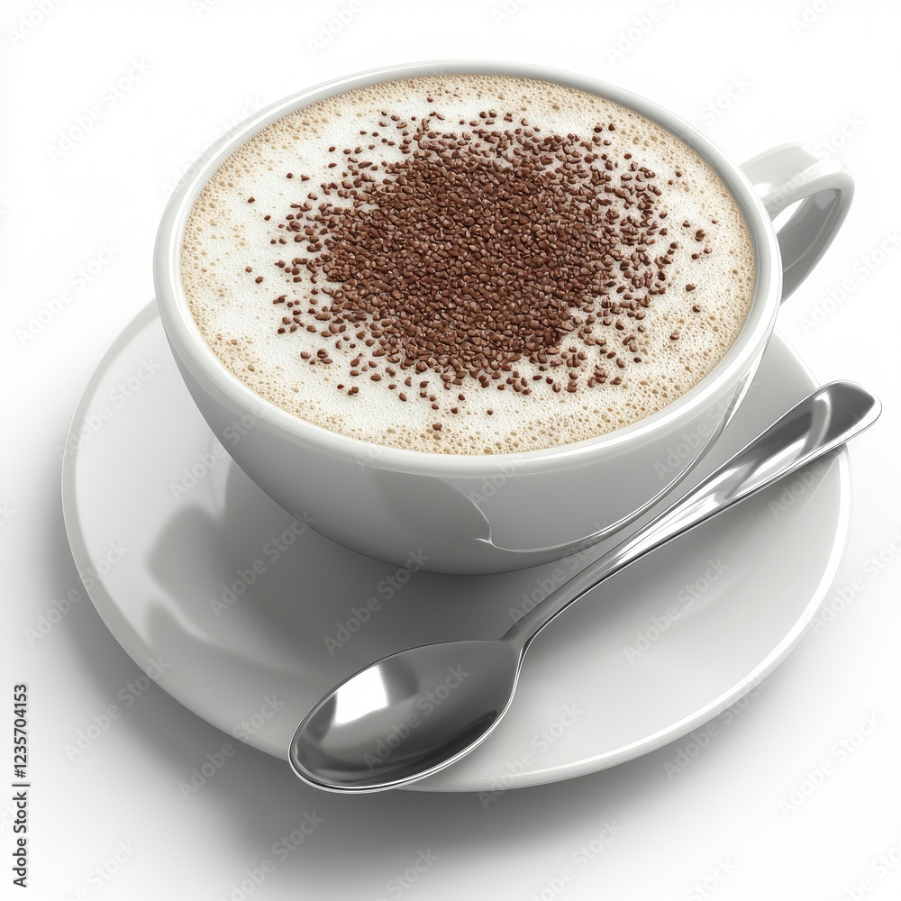 Creamy cappuccino, cafe setting, cocoa topping, morning beverage, website header Creamy cappuccino, cafe setting, cocoa topping, morning beverage, website header