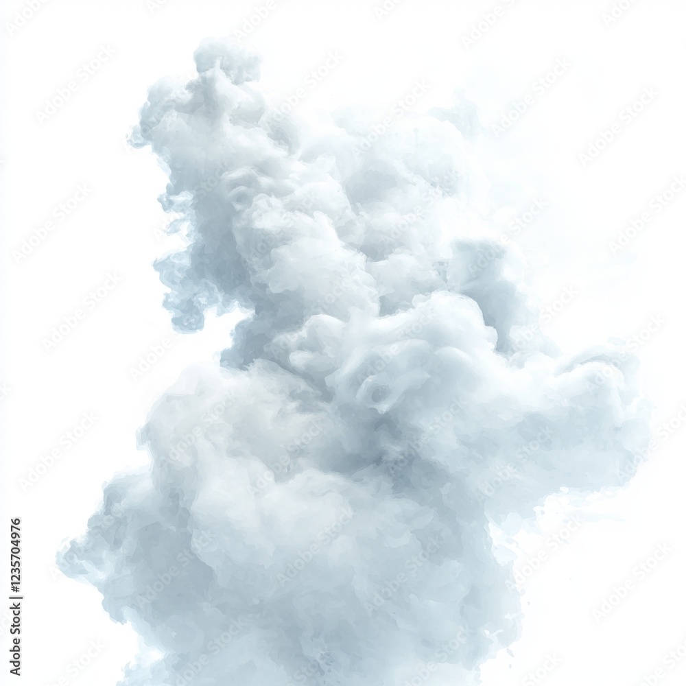 Soft White Smoke Clouds Rising on a White Background, Perfect for Abstract Designs and Creative Projects Soft White Smoke Clouds Rising on a White Background, Perfect for Abstract Designs and Creative Projects